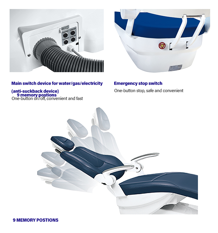 单椅_03 Luxury Simple 3 Memory Position Led Lamp Foot Pedal Dental Care Chair supplier