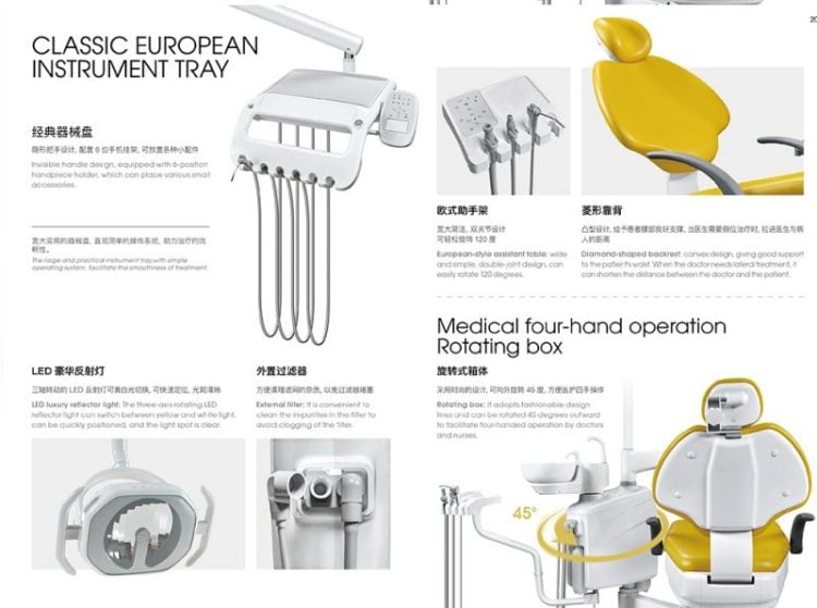 3 High Efficiency European Instrument Tray Dental Units Chair supplier