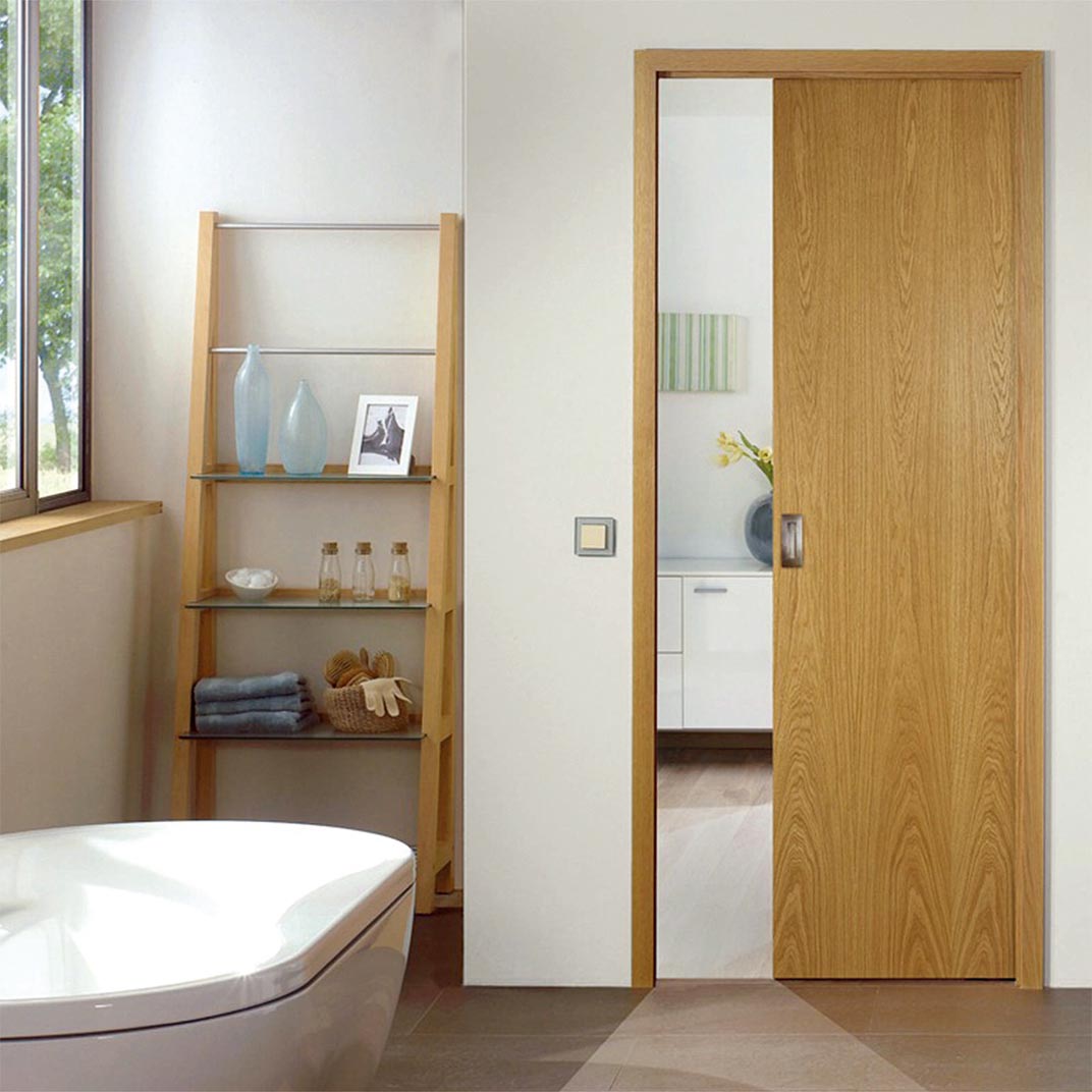 Magsisilding na Pintuan ng Kahoy para sa Banyo-Pocket Door