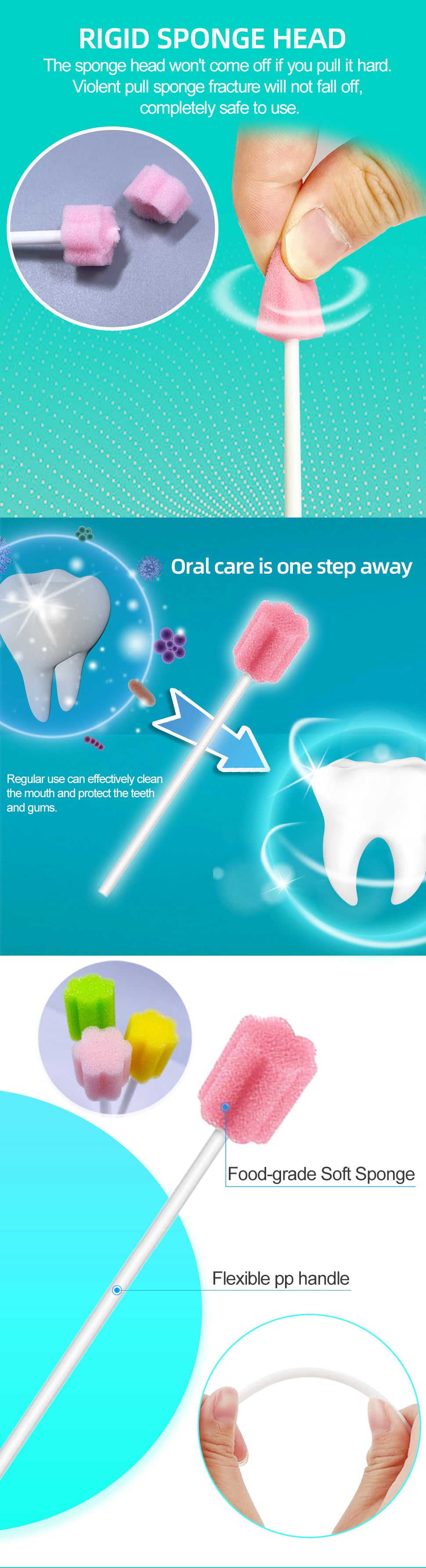 Disposable Mouth Swabs Sponge Oral Swabs Dental Swab sticks for Mouth Cleaning Surgical Foam Brush factory