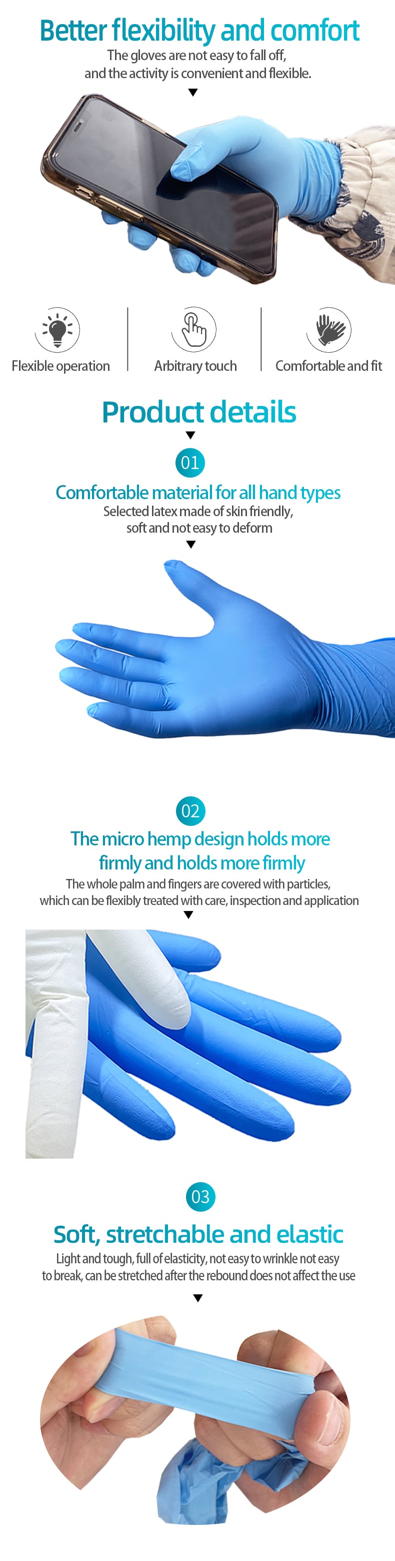 Customizable 4 Mil 5 Mil 6 Mil Disposable Nitrile Gloves Sin Latex Sin Polvo Black Class I Dressing Factory Direct supplier