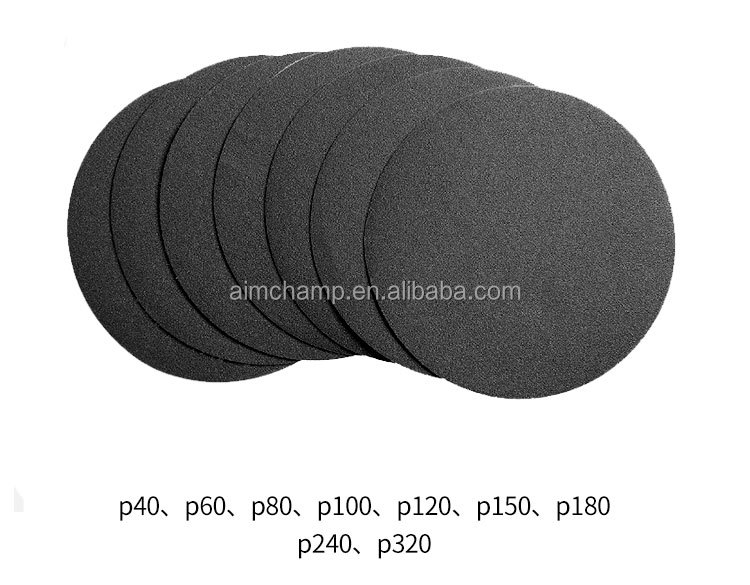 Automotive 125mm 5/6 Inch Black Silicon Carbide Y-Wt Polyester Cloth Sandpaper Sheets Sanding Discs supplier