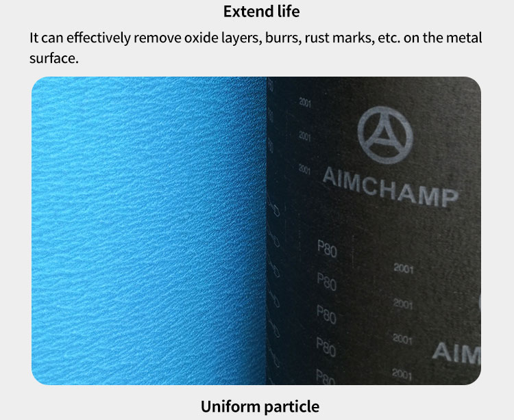 AIMCHAMP Zirconia Sanding Belt Best Quality Roll Type Abrasive Customized Size P40 P120 Resistant Overheating Metal Working details