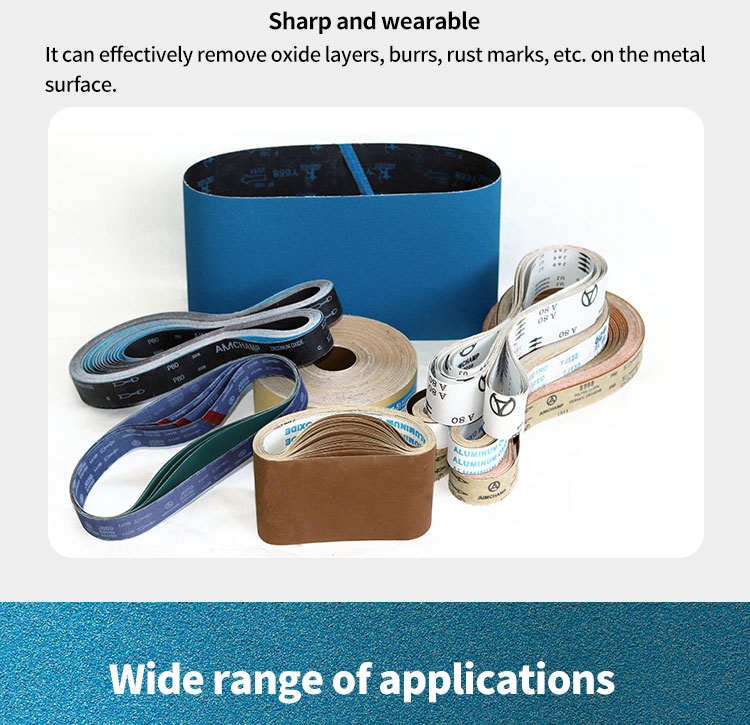 AIMCHAMP Zirconia Sanding Belt Best Quality Roll Type Abrasive Customized Size P40 P120 Resistant Overheating Metal Working details