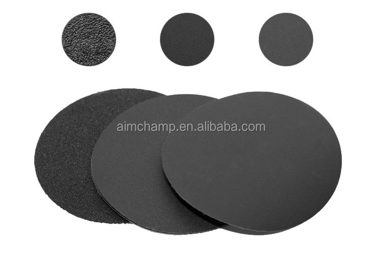 Automotive 125mm 5/6 Inch Black Silicon Carbide Y-Wt Polyester Cloth Sandpaper Sheets Sanding Discs supplier