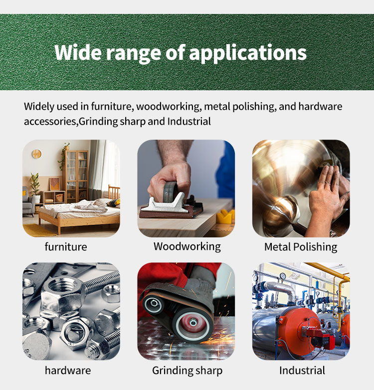 Good quality Green Calcined aluminum oxide Flexible J-wt Sanding cloth Sanding Belt for wood working  wet and dry polishing supplier