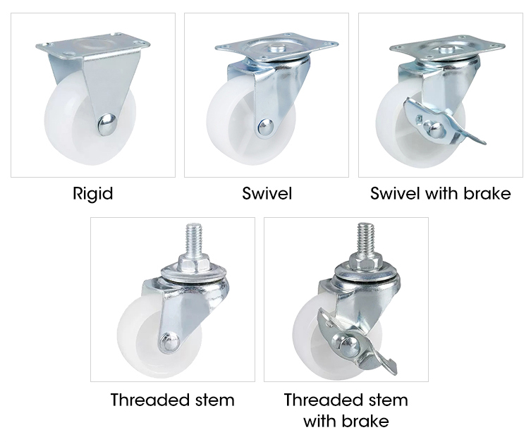 PP caster wheel 25/30/38/50/63/75mm with brake caster manufacturer for furniture manufacture