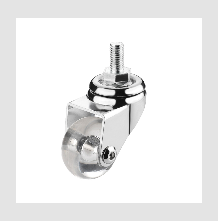 transparent caster wheel threaded stem style PU caster wheel 35/50/75 mm rodizio for furniture factory