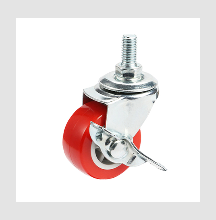plastic caster wheel 25/32/38/50/63/75mm PVC caster wheel manufacturer threaded stem with brake style for furniture and shelves details