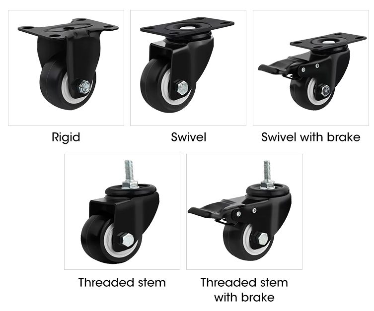 furniture caster wheel stem caster with brake 40/50/63/75/100/125 mm PVC caster wheel manufacturer for office chair manufacture