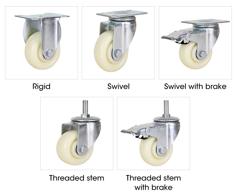 Medium duty caster industrial caster wheel 3/4/5 inch stem with brake type caster wheel manufacturer for machinery and equipment manufacture