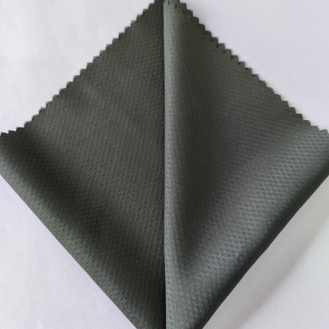 outdoor fabric import 100% polyester Double-line Ribstop pongee coated fabric for jacket factory