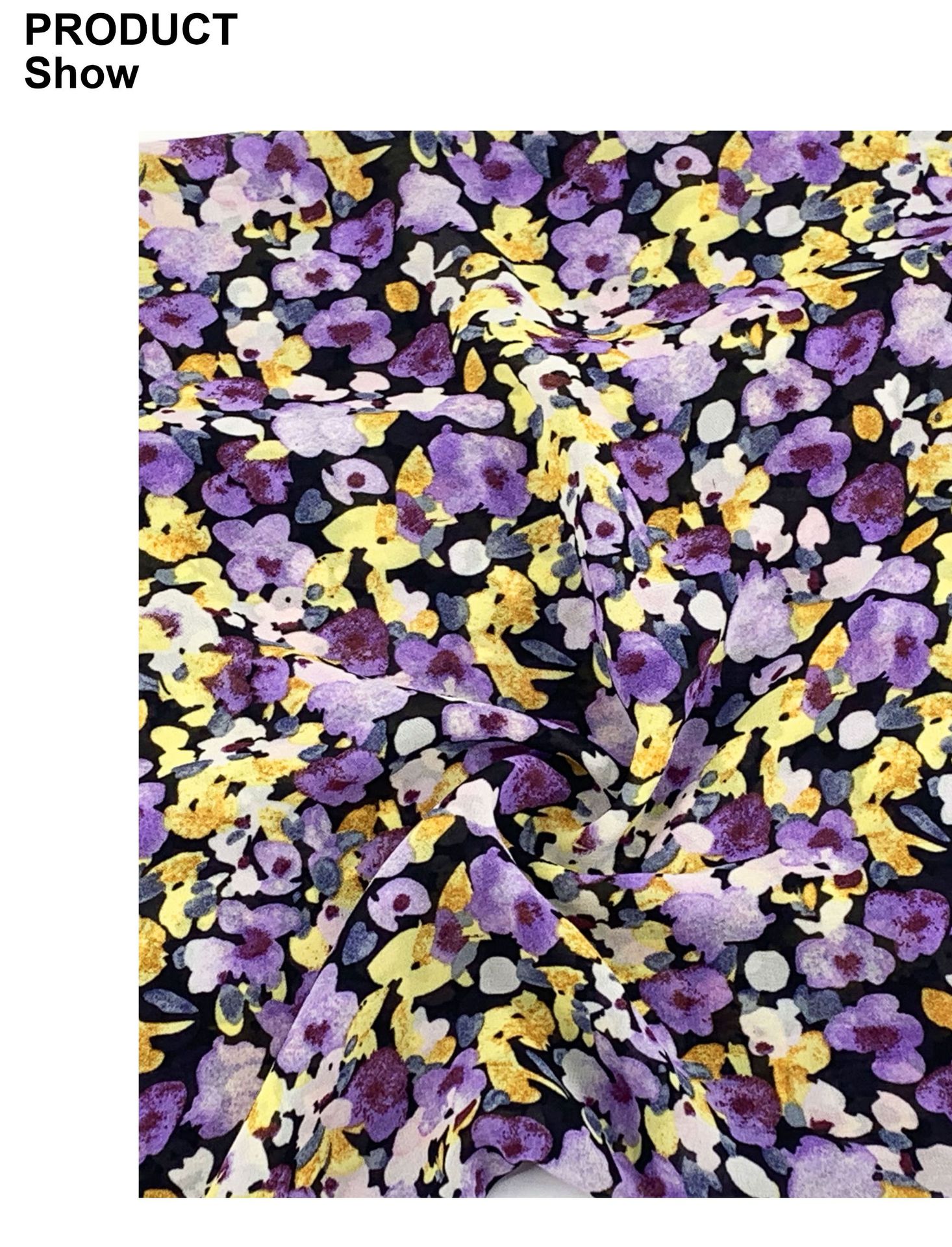 75D chiffon fabric Oil painting flower printing trousers fabric women's dress chiffon fabric supplier
