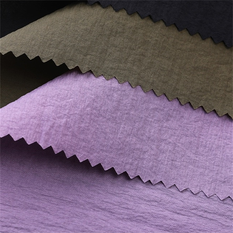 Waterproof 100% Nylon 40D 310T Nylon Taffeta Wrinkle Fabric for down jacket details