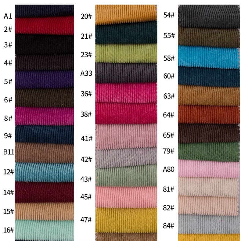 90%polyster 8%nylon 2%spandex 200gsm 16w Corduroy Fabric for shirt lining factory