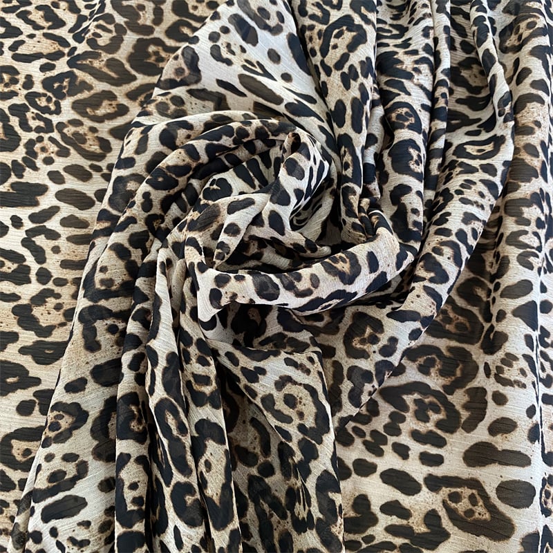 Printed 100%polyester 75D crinkle chiffon fabric for women's dress supplier