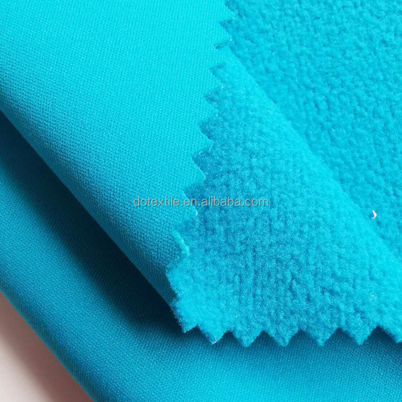 Soft hand feeling windproof cloth 100% polyester 3 layers softshell fabric mechanical stretch tpu details