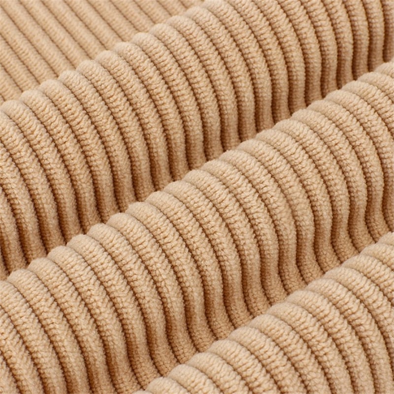 Hot sale Dyed warp knitted 100%polyester 280gsm 6W corduroy fabric for trousers pants jacket garment details