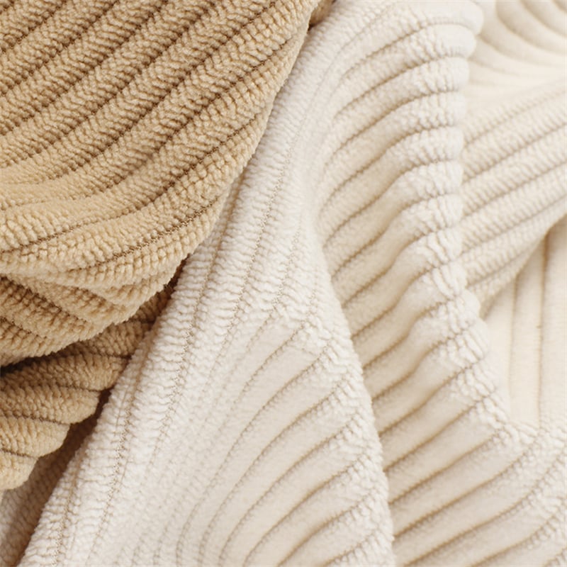 Hot sale Dyed warp knitted 100%polyester 280gsm 6W corduroy fabric for trousers pants jacket garment factory
