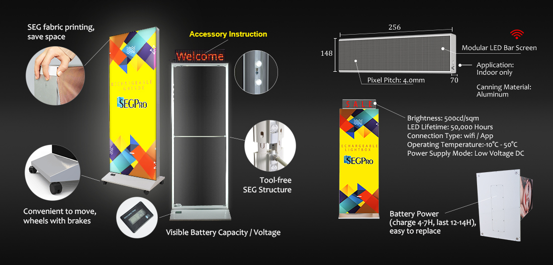 Rechargeable Battery Powered LED Lightbox Display