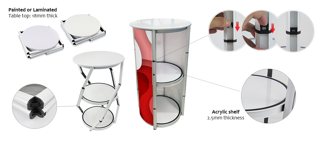 Circular Twister Tower Collapsible Product Display Counter