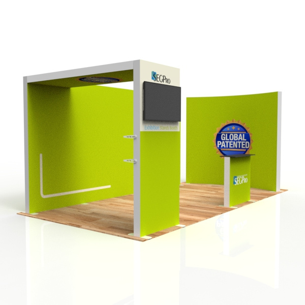 Schaffen Sie eine unvergessliche Erfahrung für Besucher durch eine interaktive Messestand-Designlösung.