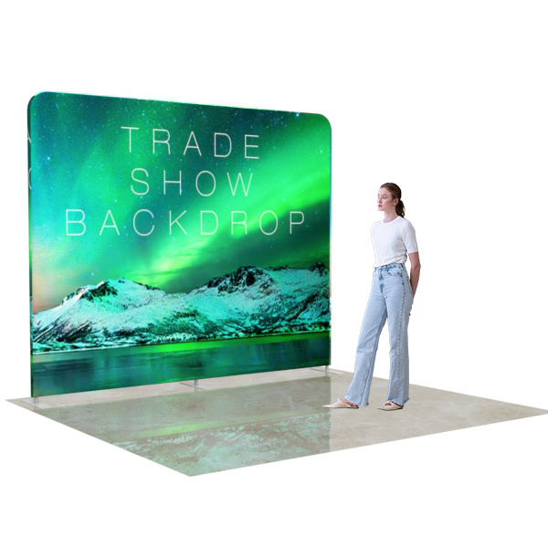 Transform your booth into a focal point with a vibrant trade show backdrop