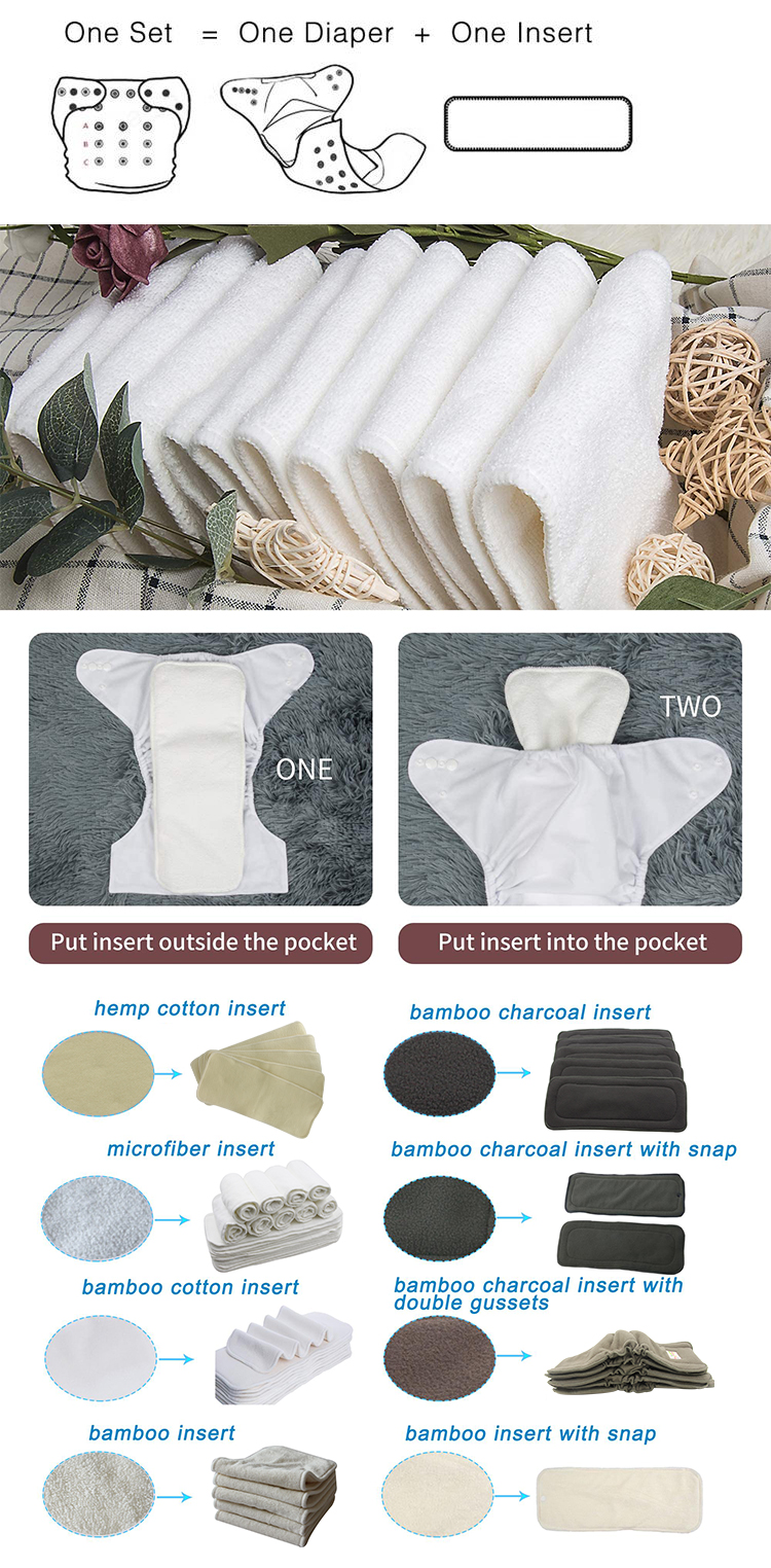 Eco-Friendly Cloth Reusable Baby Washable Diapers baby cloth diapers reusable washable fraldas nappies nappy cloth diaper supplier