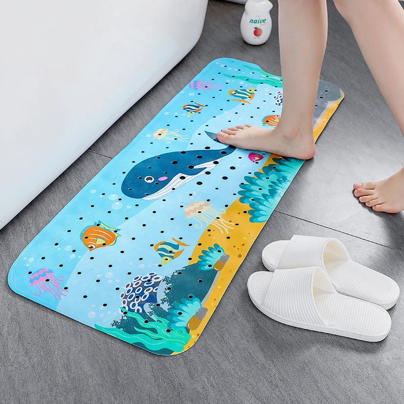 Baby Bath Mat for Tub for Kids 40 X 16 Inch Non Slip Cartoon Bath Tub Shower Mat Anti Slip with Drain Holes and Suction Cups manufacture