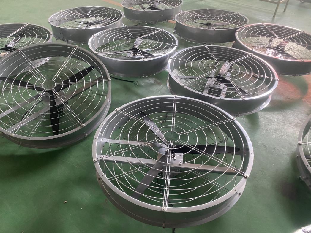 Galvanized sheet frame aluminum blades large air volume high speed 950mm round cowshed fan supplier