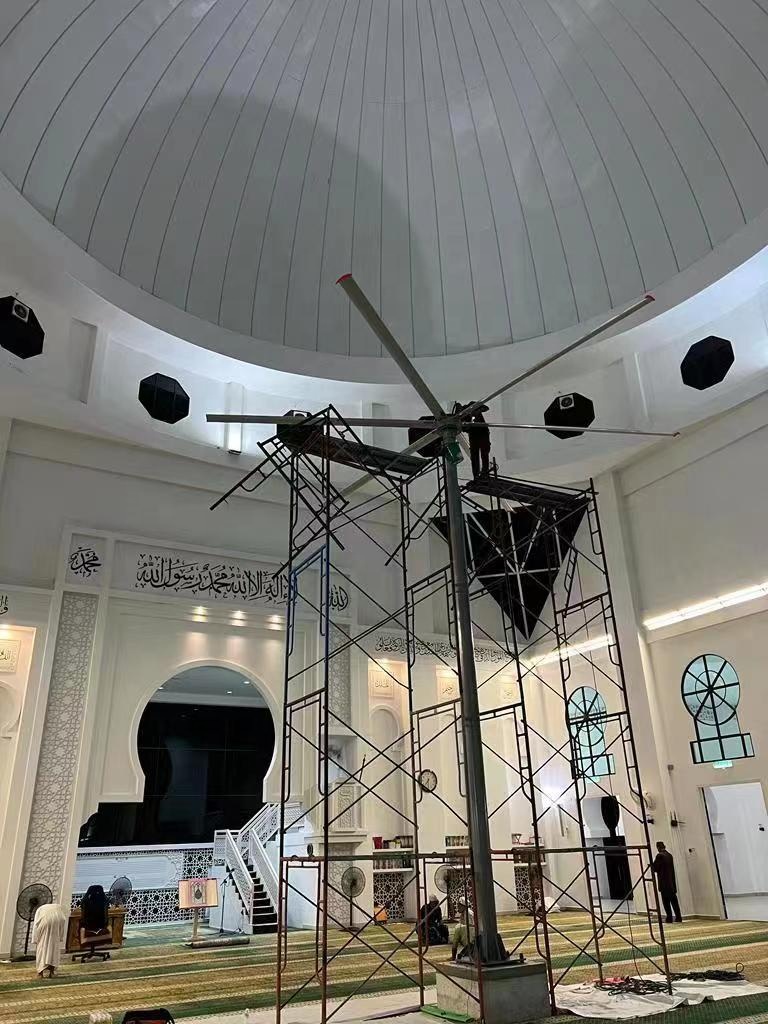 PMSM motor 16ft 5m ventilation big pole standing column ceiling fan pole mounted fan manufacture