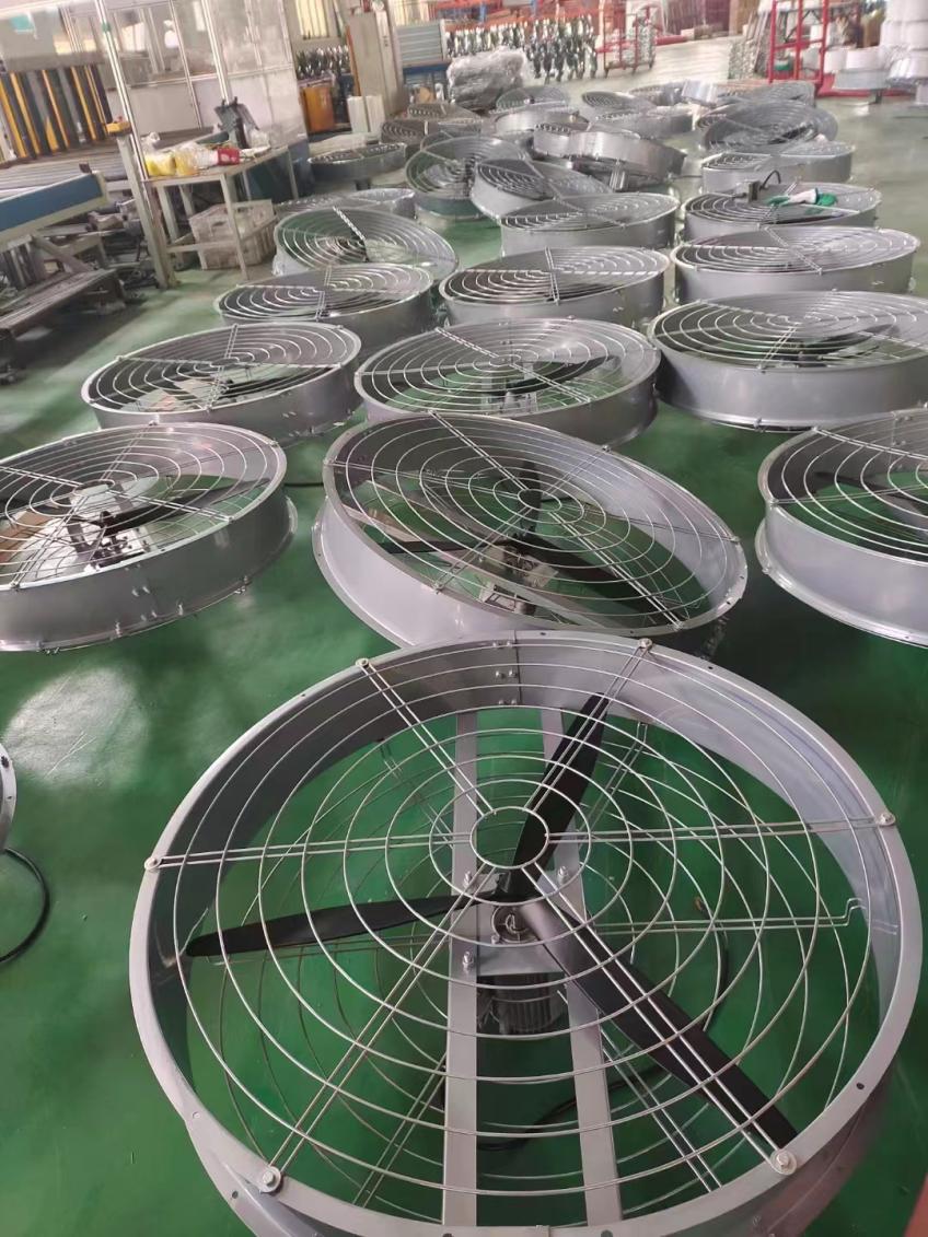 Galvanized sheet frame aluminum blades large air volume high speed 950mm round cowshed fan supplier