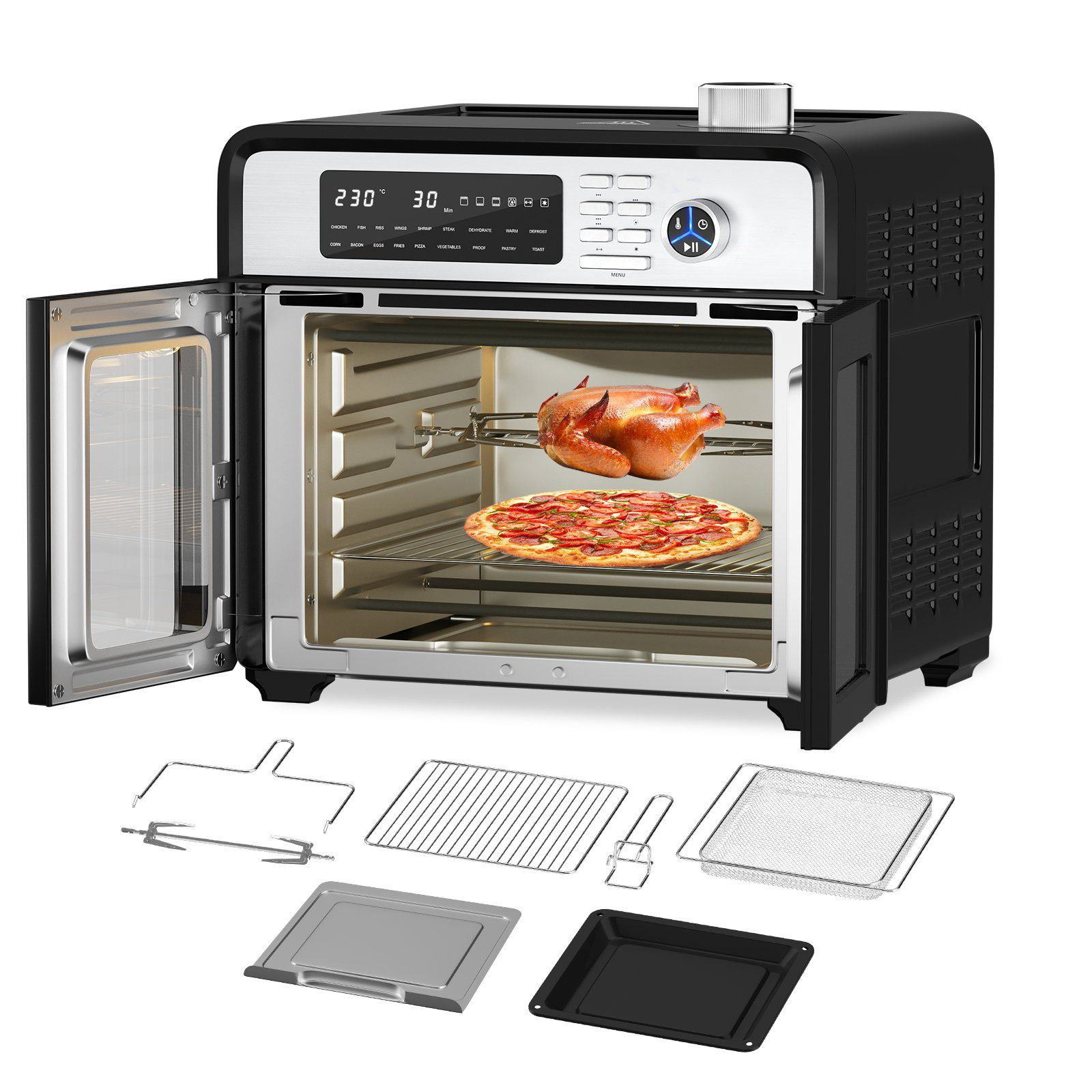 French Doors Air Fryer Toaster Oven Combo Countertop Convection Oven With Preset Menu