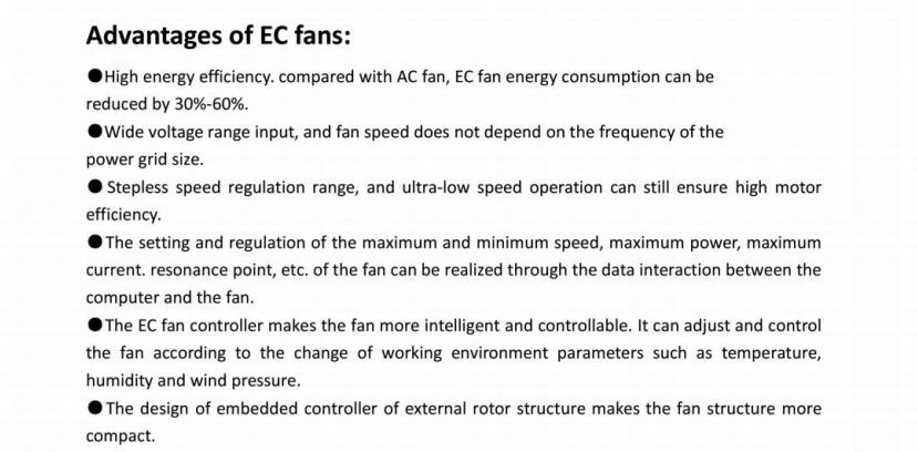 92-310/136 mm CCW EC Backward Curve Centrifugal Fan with Extreme Speed supplier