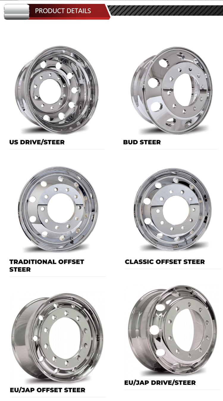 Truck wheels of Aluminum material 22.5 Aluminum wheels details