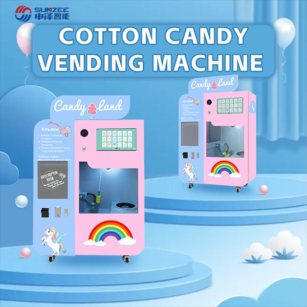 A deliciously fun experience with a coin operated cotton candy machine