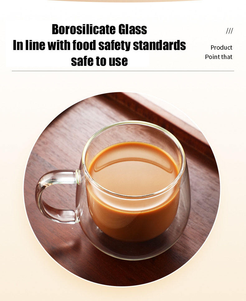 Espresso Glasses High-Quality Borosilicate Double-Walled Glass Layer Coffee or Tea Clear Heat and Cold Resistant Mug with Handle manufacture