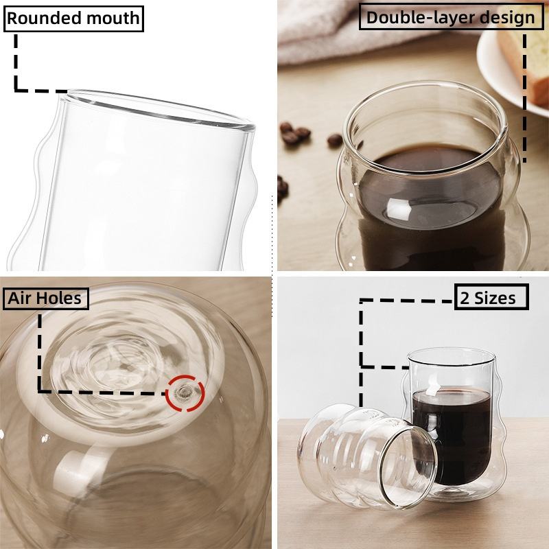 Glass Espresso Glasses 200 ml Wholesale Transparent Double-Walled Glass Small Milk Cup Glass Bear Coffee Mug with Handle supplier