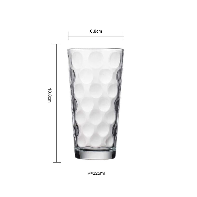 Wholesale High Quality Drink Glasses Set Clear Ribbed Round Texture Glass Water Milk Drinking Glasses Glass Cup Tea manufacture