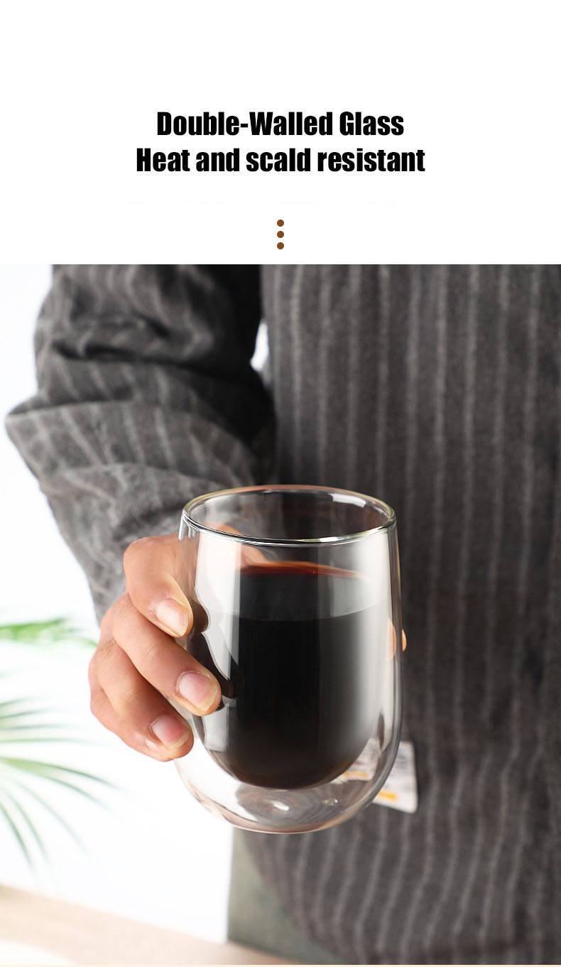 Espresso Glasses High-Quality Borosilicate Double-Walled Glass Layer Coffee or Tea Clear Heat and Cold Resistant Mug with Handle supplier