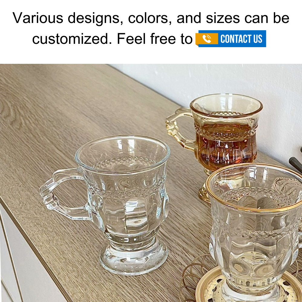 Vintage Retro Juice Water Irish Coffee Glassware Milk Wine Beer Tea Cups Wirh handle for Home Bar for Gifts supplier
