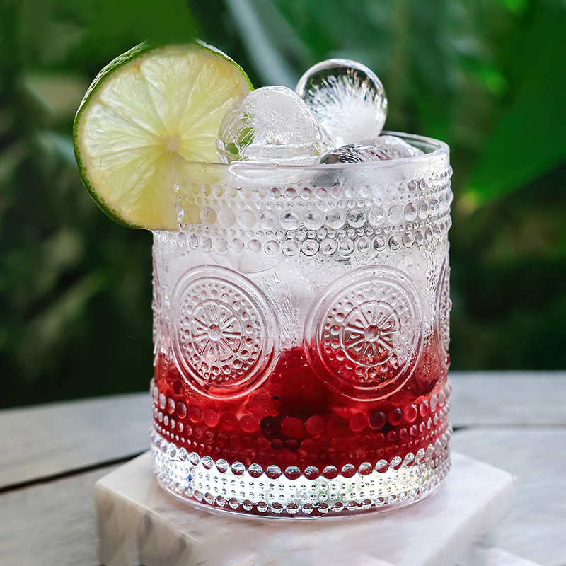 Hot sell 10 oz custom color Vintage Glassware Cocktail Juice Water Cups Whiskey wine Glass factory