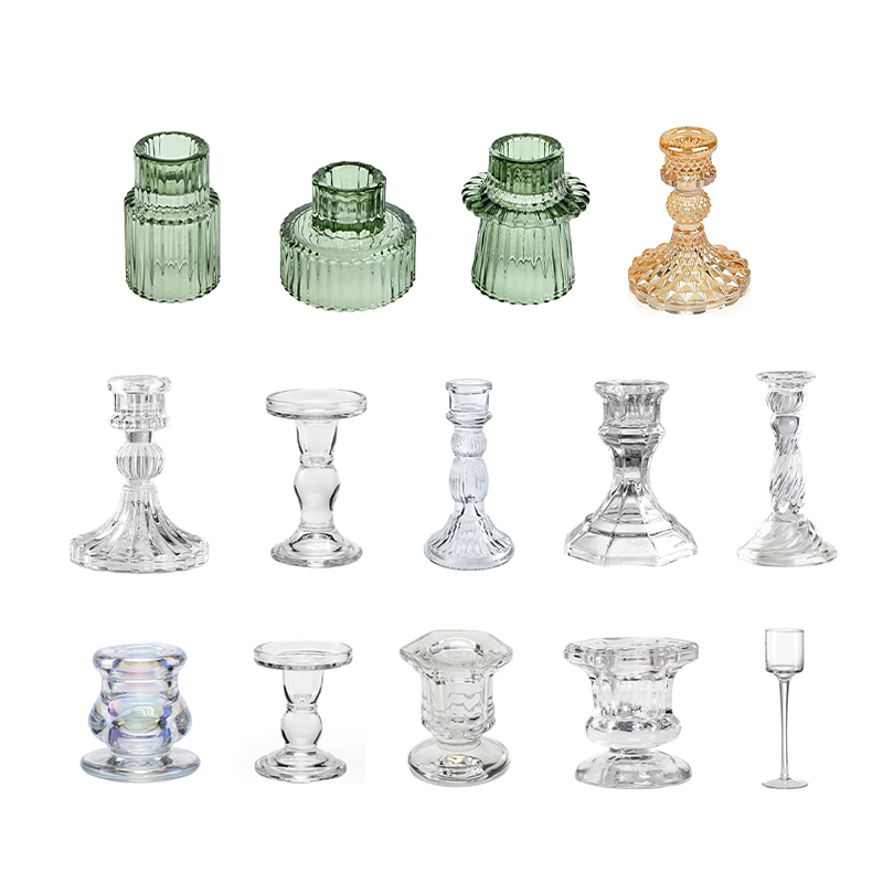 Custom Logo Glass Candle Holder Elegant Design Candle Stick Decorative Candle Holder details