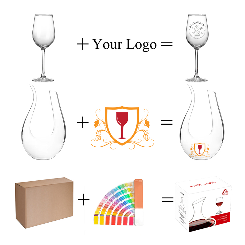 Hot Sale Custom Logo 1500ml U-Shape Red Wine Decanter Set 1 Decanter with 6 Glasses factory