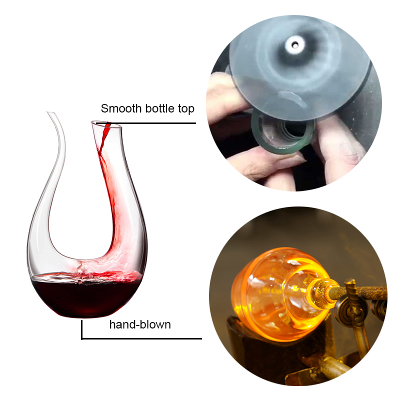 Hot Sale Custom Logo 1500ml U-Shape Red Wine Decanter Set 1 Decanter with 6 Glasses supplier