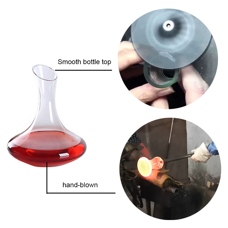 Freely Sample Wholesale 1500ml Classic Glass Decanter Clear Hand Blown Luxury Wine Decanter with Handle factory