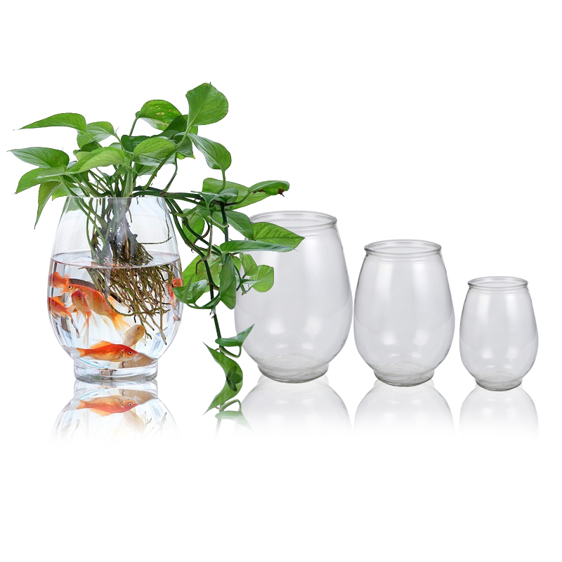 Custom Logo High Quality Round Multi-size Clear Glass Flower Vase Fish Tank Fish Bowl for Tabletop Decoration details