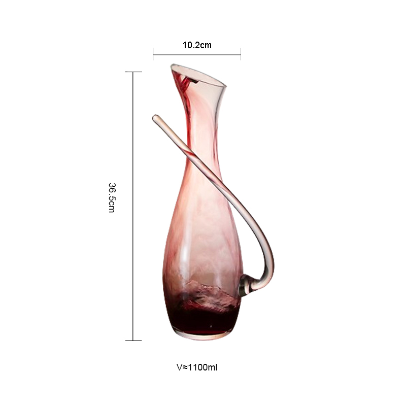 Stylish Creative Handle 1100ml Clear Glass Wine Decanter for Restaurant Bar manufacture