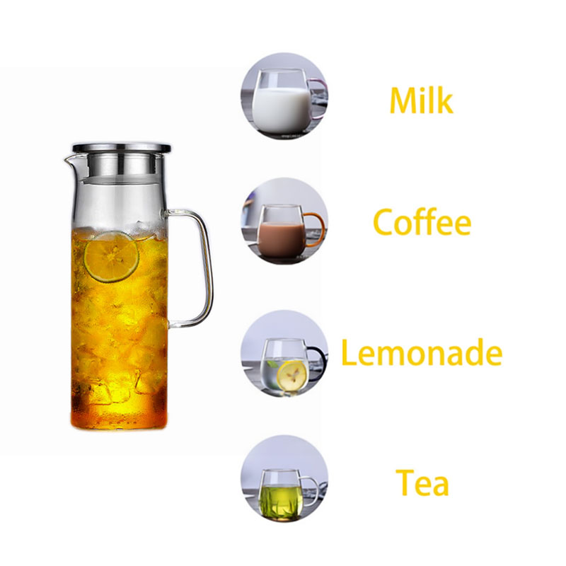 Heat Resistant high Borosilicate glass water jug set With Stainless Steel Lid details