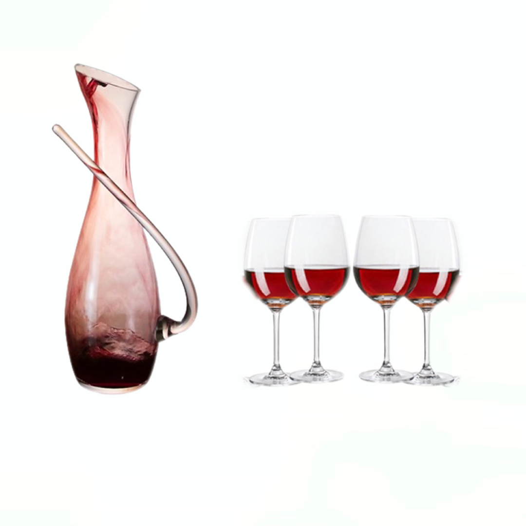 Stylish Creative Handle 1100ml Clear Glass Wine Decanter for Restaurant Bar details